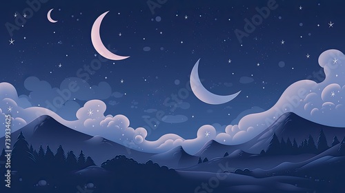 Big crescent moon night background