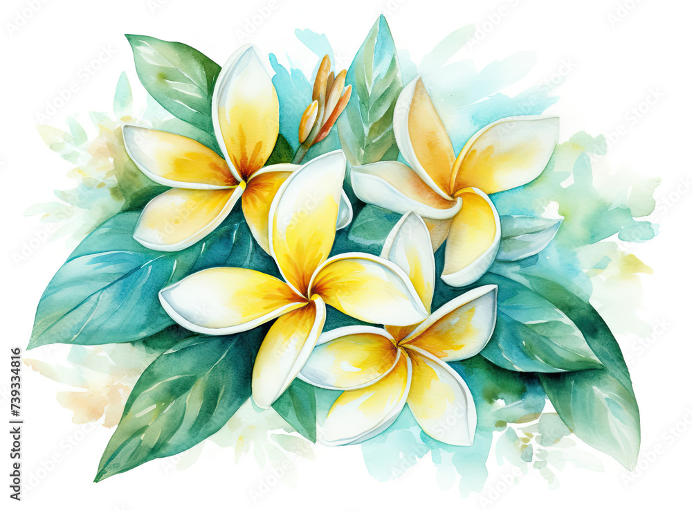 Painting of Yellow Flowers With Green Leaves Painting of Yellow Flowers With Green Leaves