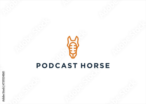 Podcast Horse Farm logo design vector illustration