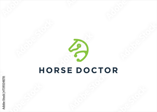 Horse Stethoscope logo. Animal Doctor concept vector illustration