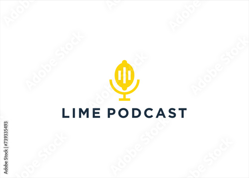Creative Lemon Lime Podcast logo design vector template