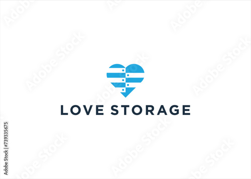 Creative Love Storage logo design vector illustration template
