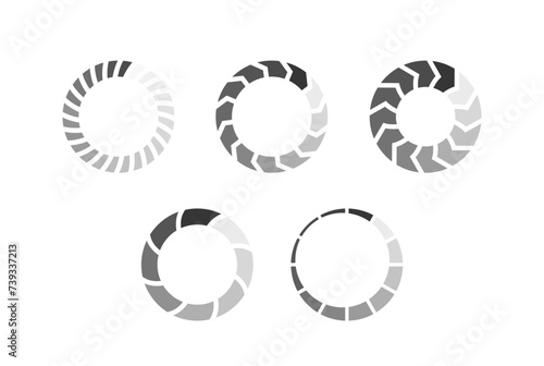Fototapeta Naklejka Na Ścianę i Meble -  Circular Progress Icons Symbolize Process Of Loading, Downloading, Or Uploading Data In Digital Interface Indication