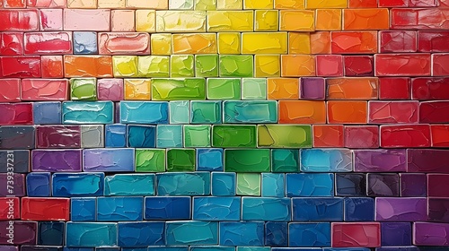 Rainbow Revival: Subway Tile Background in Vibrant Colors, Hand Edited Generative AI
