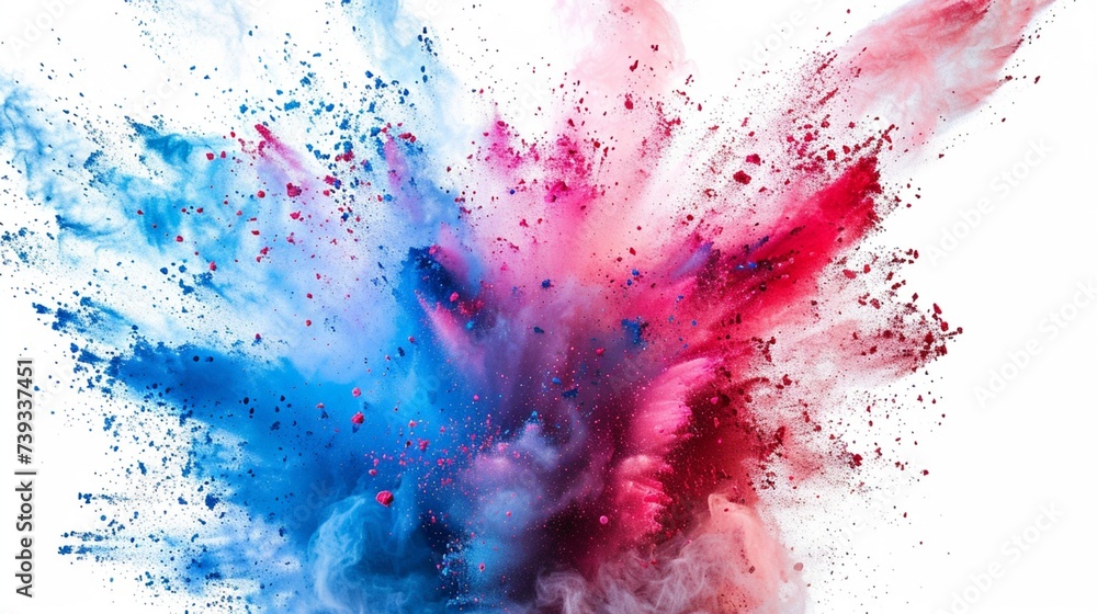 A dynamic burst of colorful powder captured in breathtaking detail against a pure solid white background, showcasing the sheer vibrancy and energy of the moment