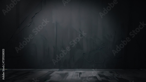 不気味なコンクートの壁と木の床の背景素材 photo