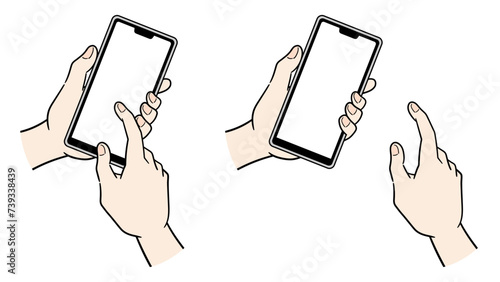 スマホを操作する女性の手のイラスト