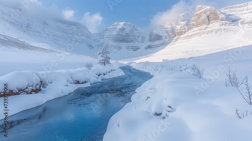 snow covered mountains