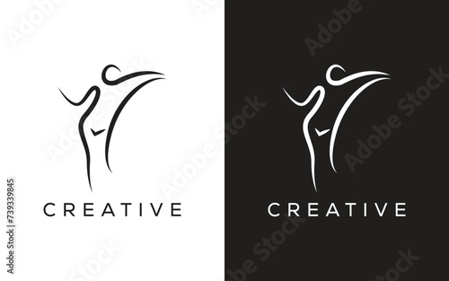 Weight loss vector logo. Slim body shape logo. female Slim body outline logo. fitness logo