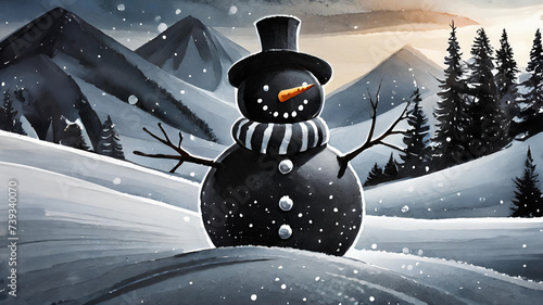 funny hooey malarkey with a big side of poppycock for children – a snowman is black photo