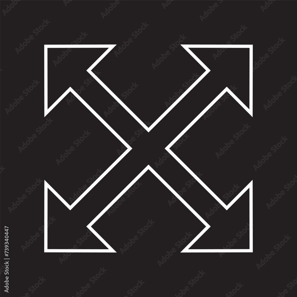Four Arrows Point In Icon Zoom Out 4 Points Gesture Inside Target Black White Outline Shape Vector Clipart Graphic Illustration Artwork Sign Symbol. Vector Illustration. Four Arrows Point In Icon Zoom Out 4 Points Gesture Inside Target Black White Outline Shape Vector Clipart Graphic Illustration Artwork Sign Symbol. Vector Illustration.