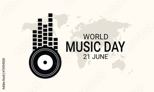 World Music Day with musical instruments vector. Different musical instruments silhouette vector. Music Day Poster, June 21st.