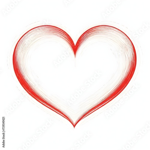  A red heart outline on a white background