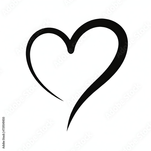  A black heart outline on a white background