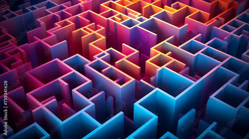 Fototapeta premium Abstract futuristic background, digital technology electronic maze background