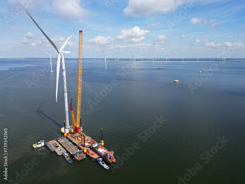 Construction of an offshore windpark photo