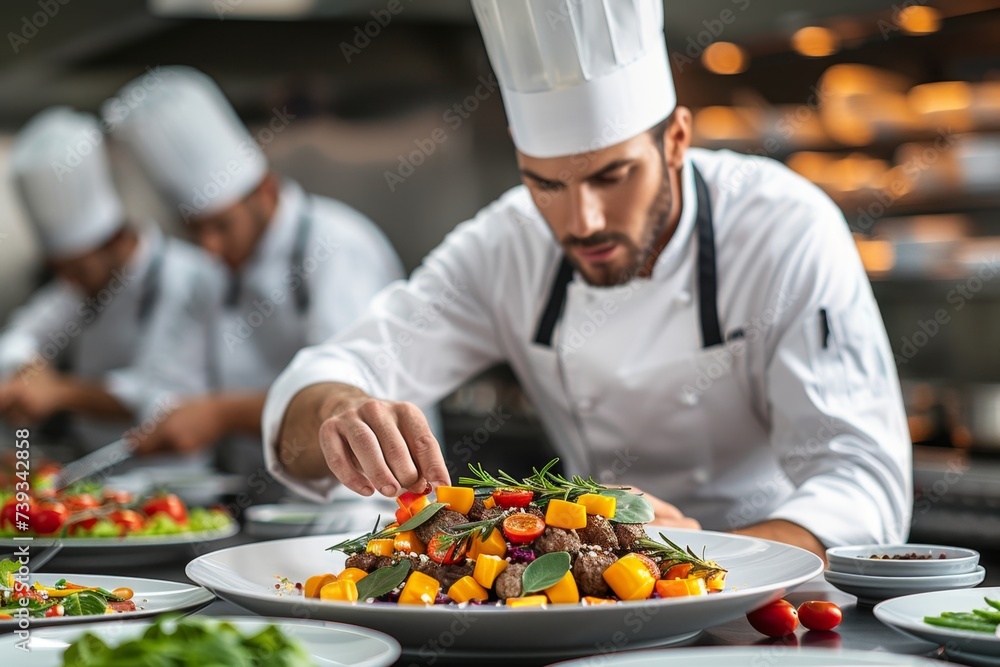 A chef at work, his actions are full of professionalism. A chef at work, his actions are full of professionalism.