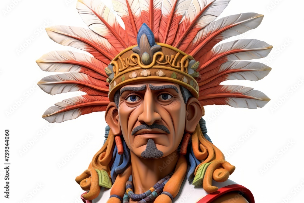 Obraz premium Portrait of a Native American man wearing a traditional headdress