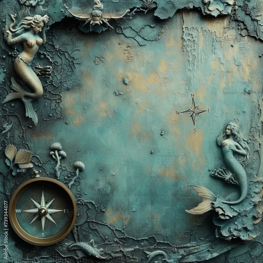 Fototapeta premium fantasy mermaid map background