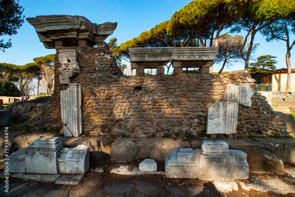 Ancient Roman Street Columns Ostia Antica Ruins Rome Italy Excavation ...