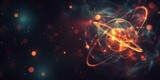 Abstract Quantum Physics Concept with Glowing Atomic Particle