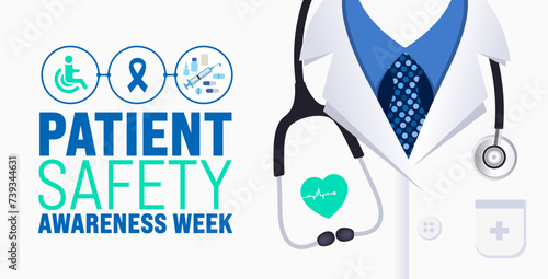 March is Patient Safety Awareness Week background template. Holiday concept. use to background, banner, placard, card, and poster design template with text inscription and standard color. vector