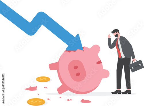 Businessman struggling with Global Financial and Stock Market Crisis effect on local business

