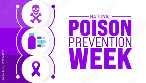 March is National Poison Prevention Week background template. Holiday concept. use to background, banner, placard, card, and poster design template with text inscription and standard color. vector