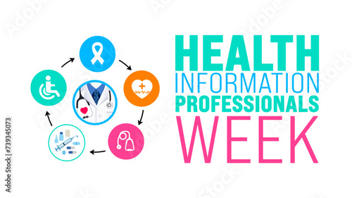 March is Health Information Professionals Week background template. Holiday concept. use to background, banner, placard, card, and poster design template with text inscription and standard color.
