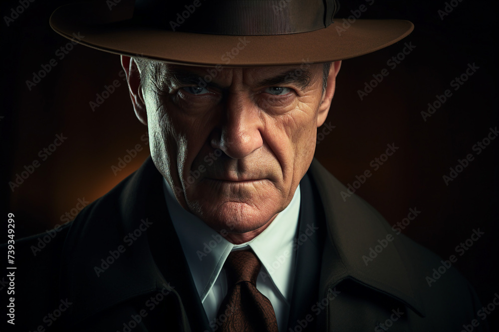 Old fashioned detective or mafia man woman in retro style hat Generative AI picture portrait Old fashioned detective or mafia man woman in retro style hat Generative AI picture portrait