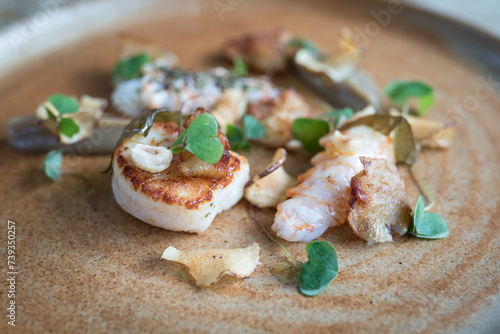 Scallops on a chopping board