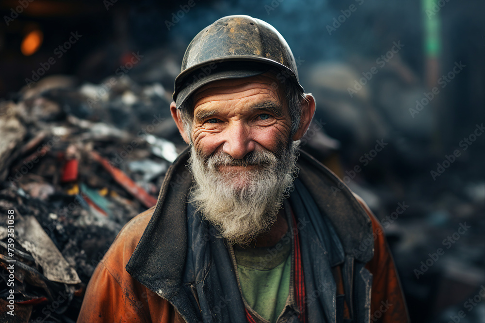 Fototapeta premium Generative AI picture of garbage removal service in work recycling clean city concept