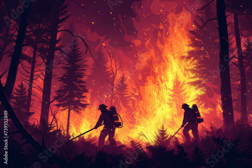 Valokuva Professional Firefighters Extinguishing Large, High-Priority Part of the Forest