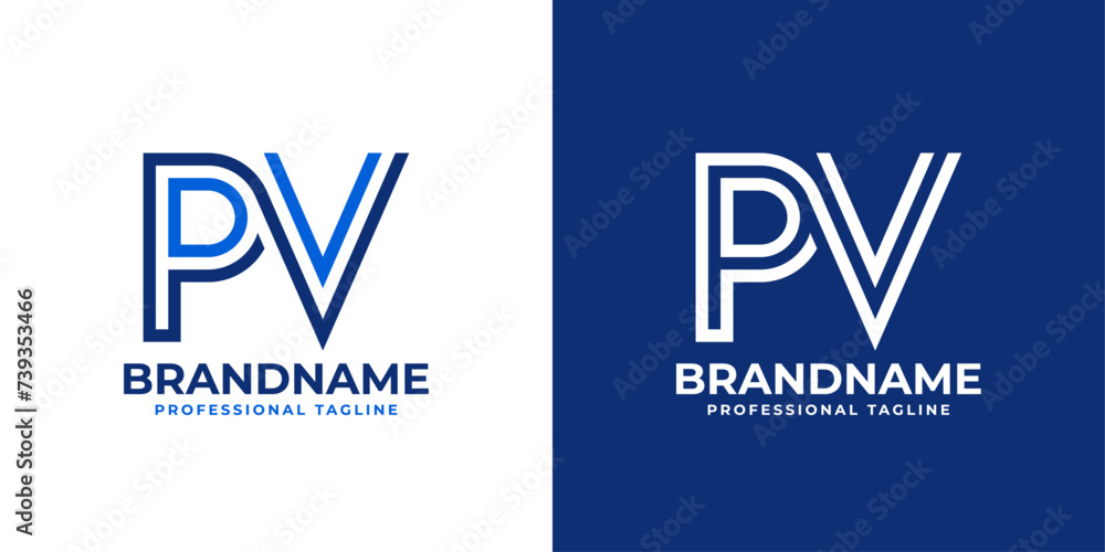 Fototapeta premium Letters PV Line Monogram Logo, suitable for business with PV or VP initials