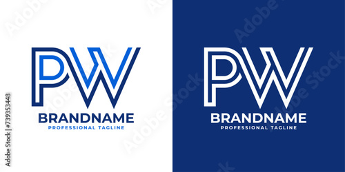 Letters PW Line Monogram Logo, suitable for business with PW or WP initials