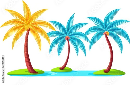 image of multi-colored palm trees on a white background