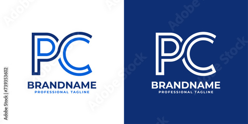 Letters PC Line Monogram Logo, suitable for business with PC or CP initials