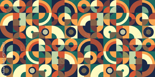 Seamless vector abstract background, geometric seamless pattern, tiling endless wallpaper with geometrical shapes structure in ethnic colors.