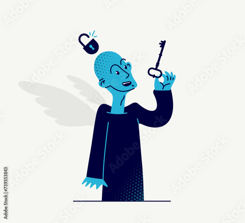 The person who has freed from mind control, vector concept of a matrix type manipulation and control.