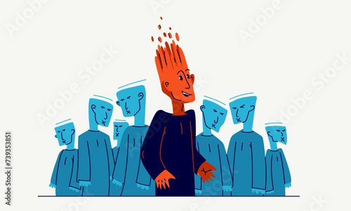 Matrix mind control and totalitarian society and state and one person has freed from control, psychological and social cultural matrix and liberation and nonconformist.