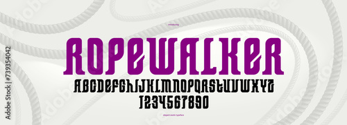 Elegant luxury font with experimental letter shapes, exclusive beauty vector typeface for logos and emblems, retro strong typography for headlines and slogans.