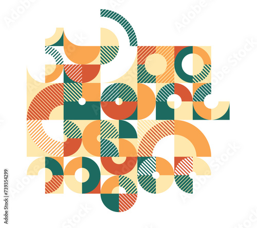 Abstract geometric background, modular tiling ceramic colored ethnic motif graphic design composition, native American Aztec ornament art.