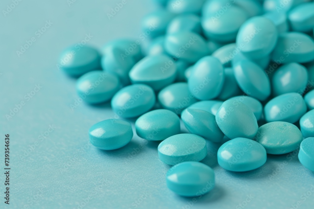 Close-up image of blue pills Close-up image of blue pills