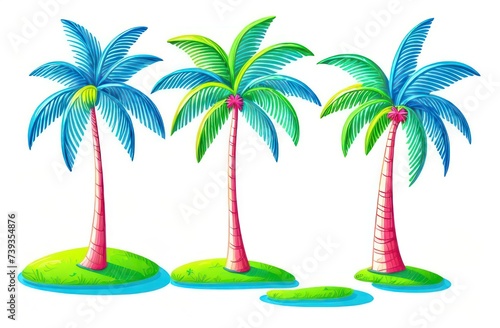 image of multi-colored palm trees on a white background