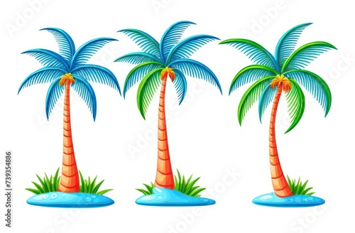 image of multi-colored palm trees on a white background