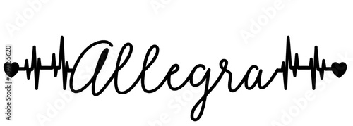 Allegra - black color - name written - heartbeat, electrocardiogram, love - for websites,, presentations, greetings, banners, cards,, t-shirt, sweatshirt, prints, cricut, silhouette, sublimation	