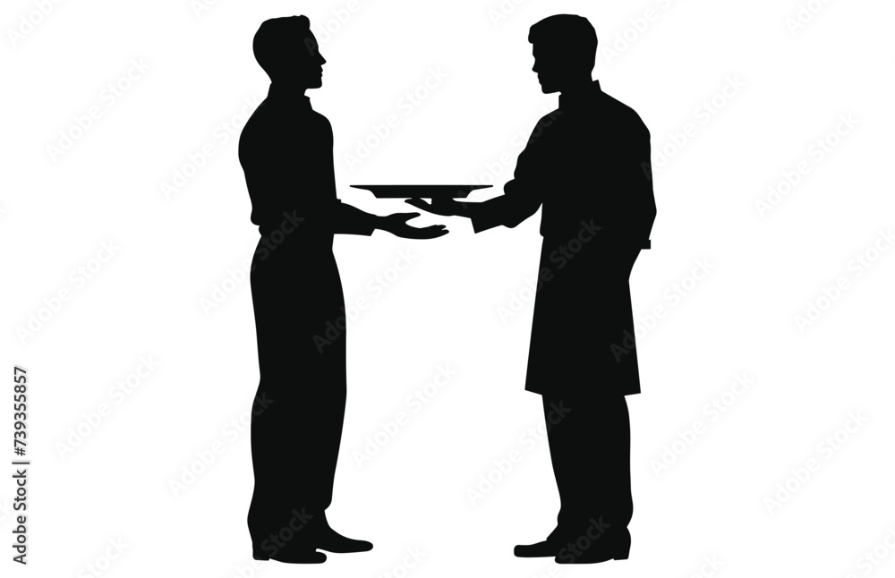 Chef and waiter activity silhouette, Vector illustration of silhouettes of restaurant staff and waiters 
