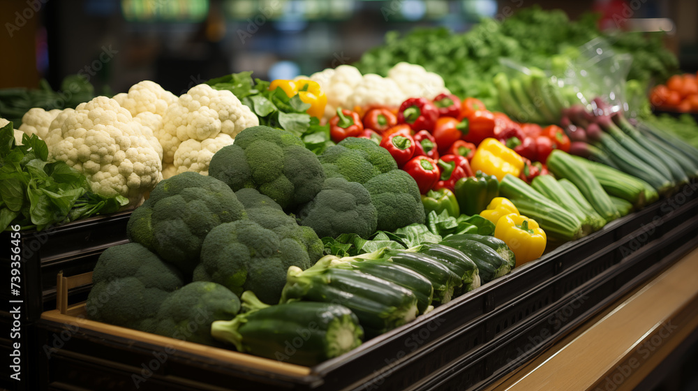 Vegetable Display in the Supermarket.