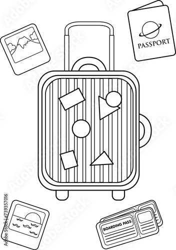 Holiday Vacation Trip Lullage Box Accessories Cartoon Coloring Activity for Kids and Adult