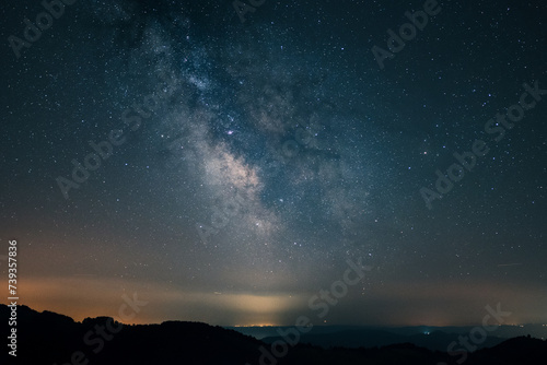 A view of the milky way galaxy in the night sky photo